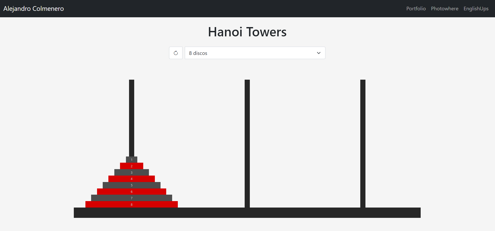 Hanoi towers web screenshot